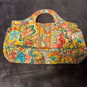 Very Bradley Womens Handbag Purse Pocketbook Yellow Floral Zipper Top